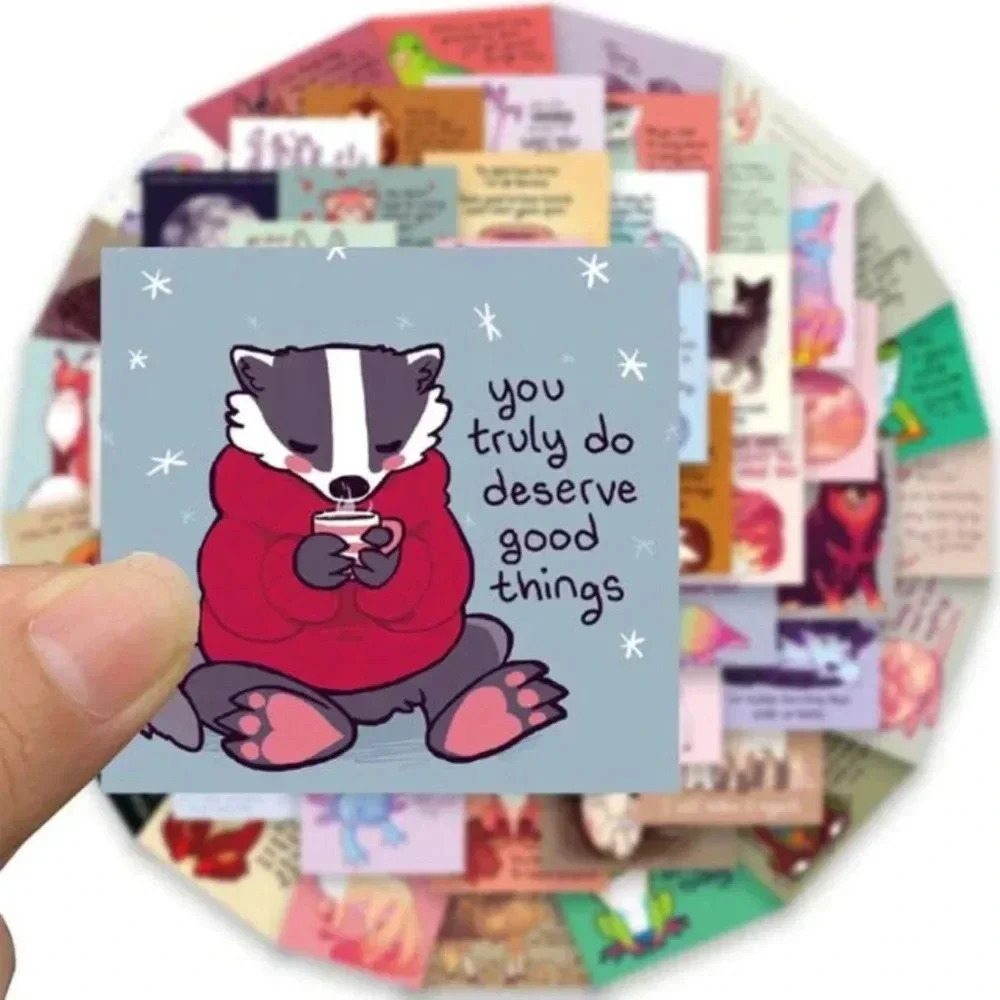 60 Multicolor positive uplifting message vinyl stickers decor laptop cup helmet